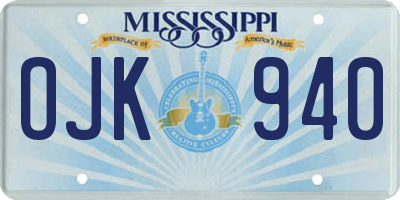 MS license plate OJK940