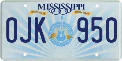 MS license plate OJK950