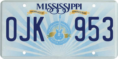 MS license plate OJK953