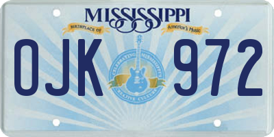 MS license plate OJK972