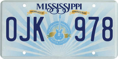 MS license plate OJK978