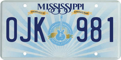 MS license plate OJK981