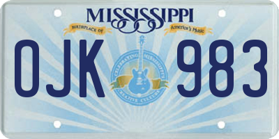 MS license plate OJK983