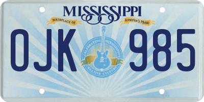 MS license plate OJK985