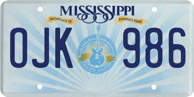 MS license plate OJK986