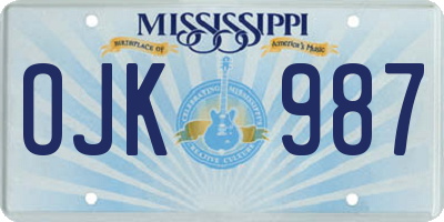 MS license plate OJK987