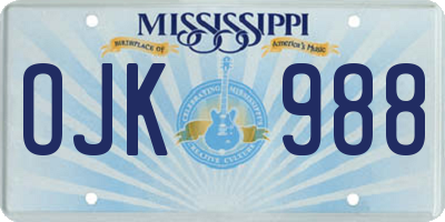 MS license plate OJK988
