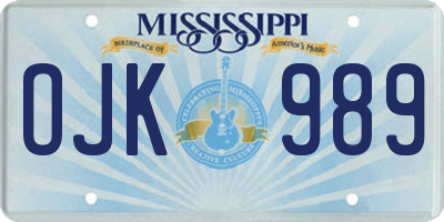 MS license plate OJK989
