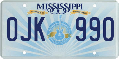 MS license plate OJK990
