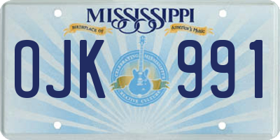 MS license plate OJK991
