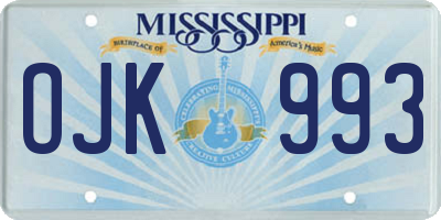 MS license plate OJK993
