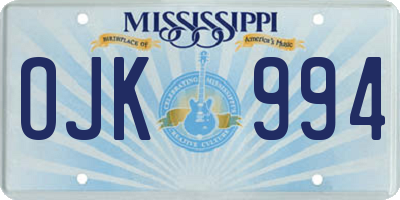 MS license plate OJK994