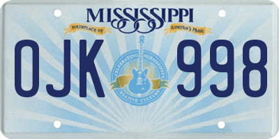 MS license plate OJK998