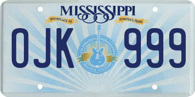 MS license plate OJK999