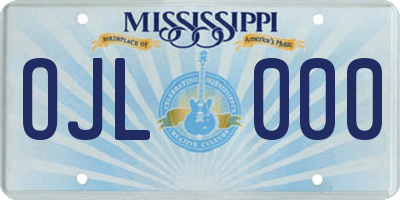 MS license plate OJL000