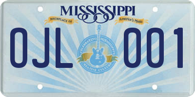 MS license plate OJL001
