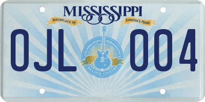 MS license plate OJL004