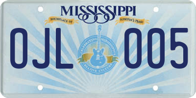 MS license plate OJL005