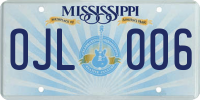 MS license plate OJL006