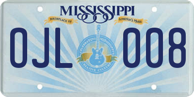 MS license plate OJL008