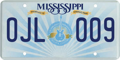 MS license plate OJL009