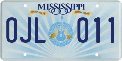 MS license plate OJL011