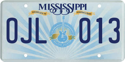 MS license plate OJL013