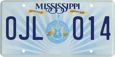 MS license plate OJL014