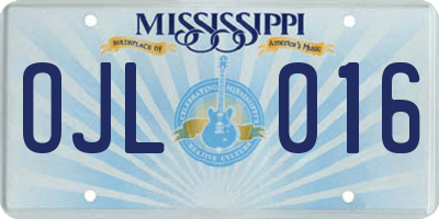 MS license plate OJL016