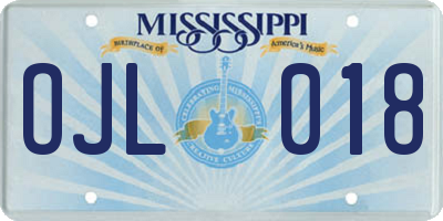 MS license plate OJL018