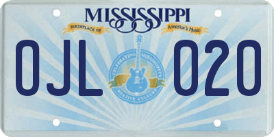 MS license plate OJL020