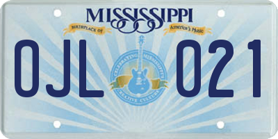 MS license plate OJL021