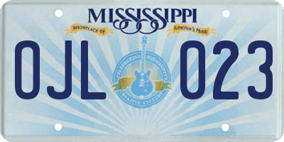 MS license plate OJL023