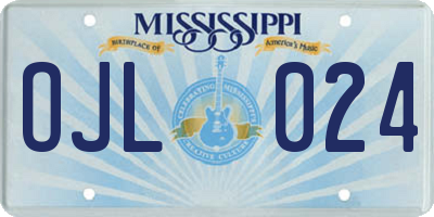 MS license plate OJL024