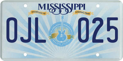 MS license plate OJL025
