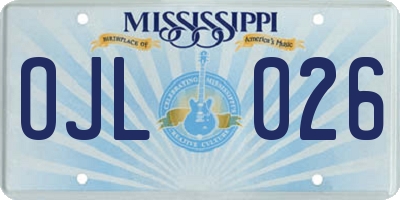 MS license plate OJL026