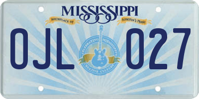 MS license plate OJL027