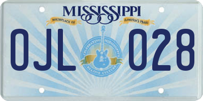 MS license plate OJL028
