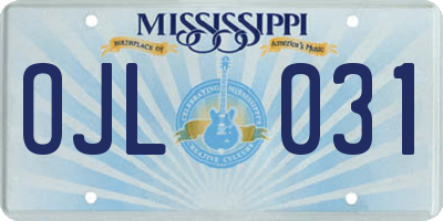MS license plate OJL031