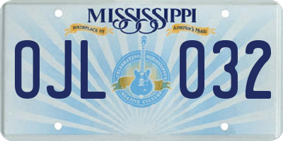 MS license plate OJL032