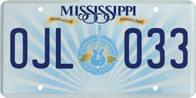 MS license plate OJL033