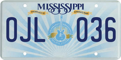 MS license plate OJL036