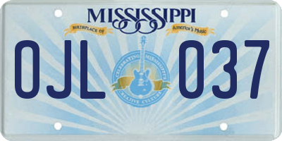MS license plate OJL037