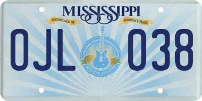 MS license plate OJL038