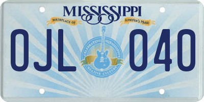 MS license plate OJL040