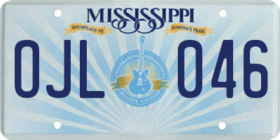 MS license plate OJL046