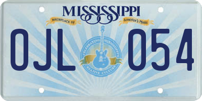 MS license plate OJL054