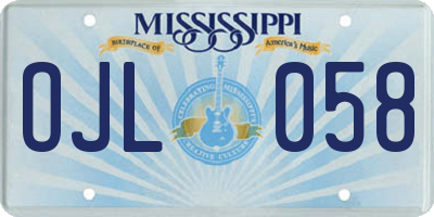 MS license plate OJL058