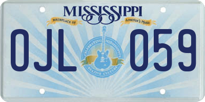 MS license plate OJL059