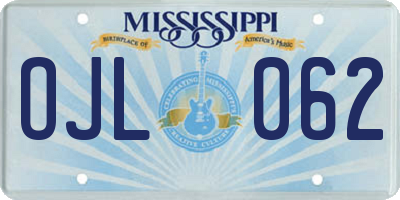 MS license plate OJL062